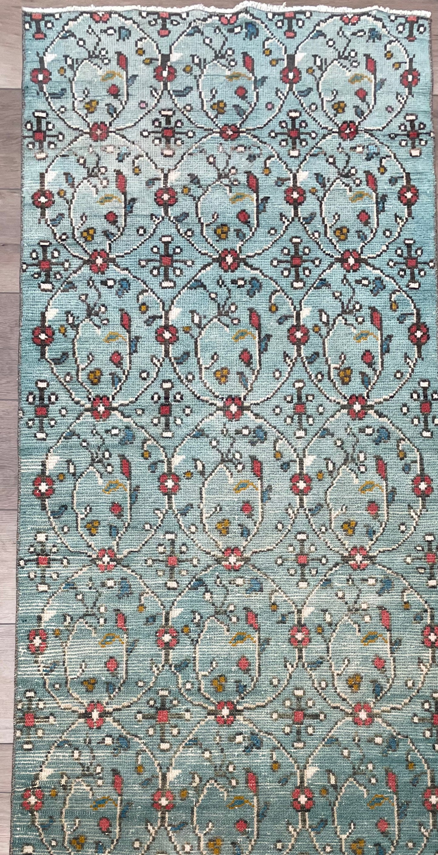 Vintage Rug Teal Floral
