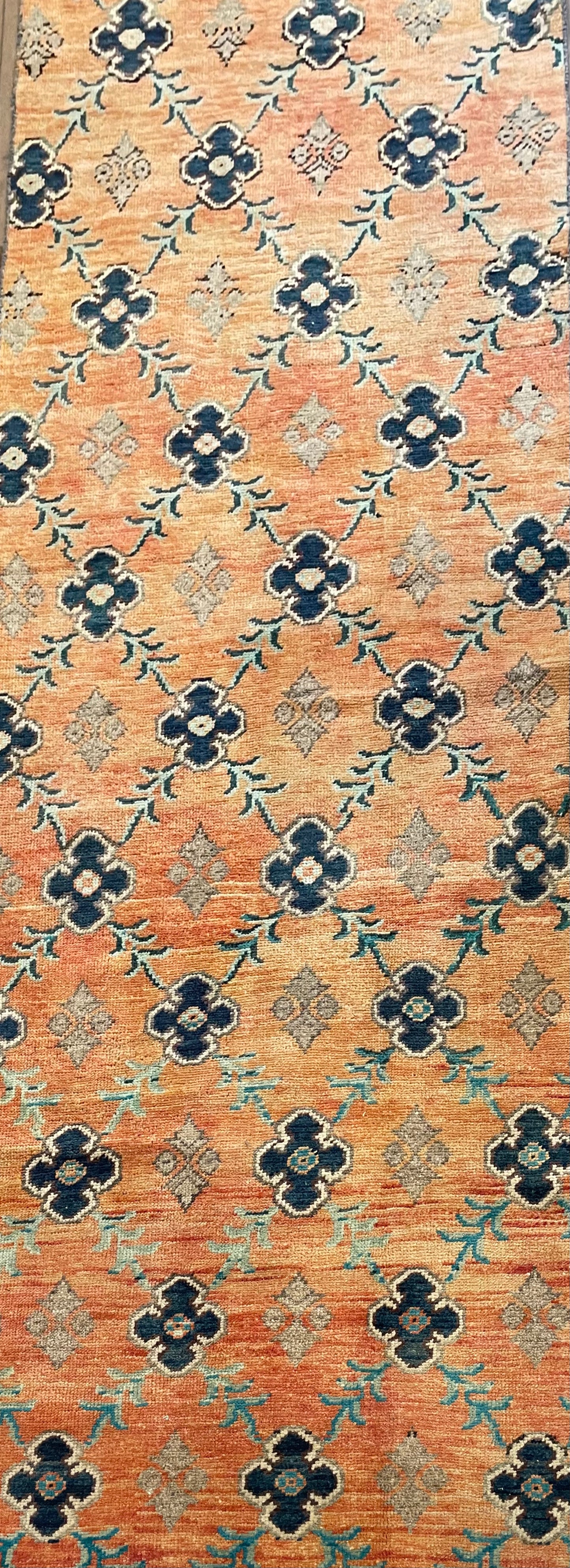Vintage Rug Orange and Navy