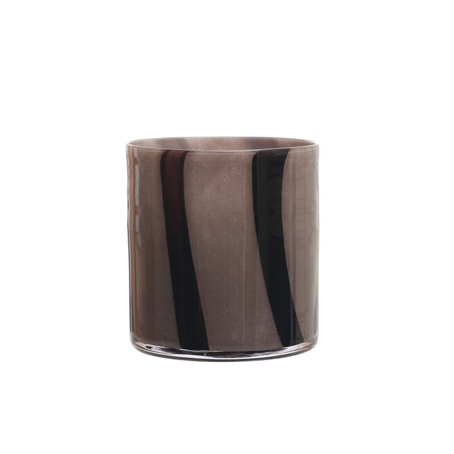 Grey & Purple Glass Candle Holder