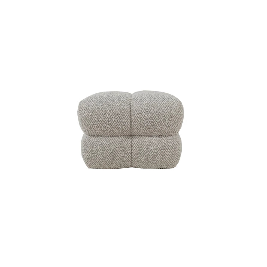 Boucle Fabric Upholstered Tufted Ottoman, Cream Color