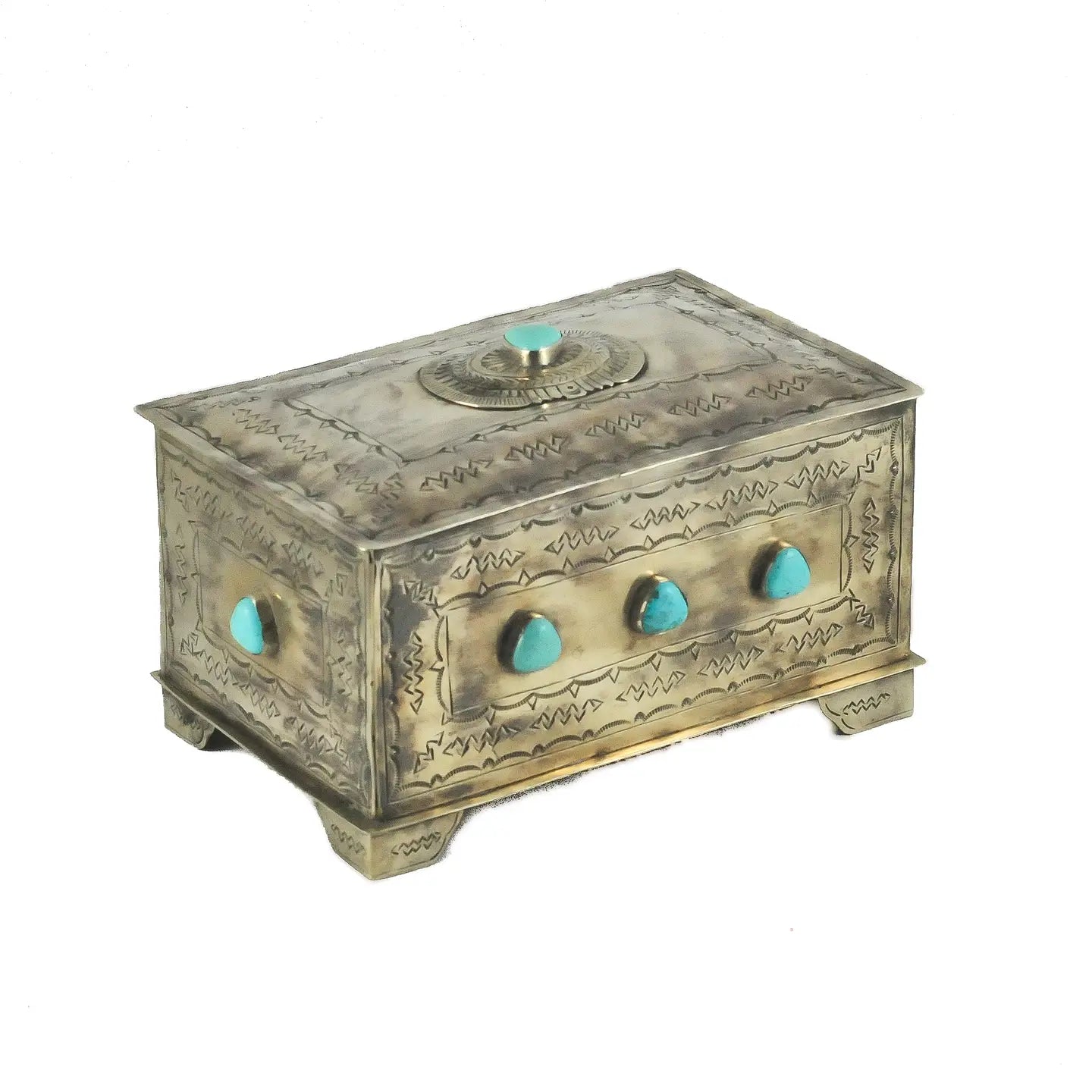 9-Stone Silver Box w/ Turquoise