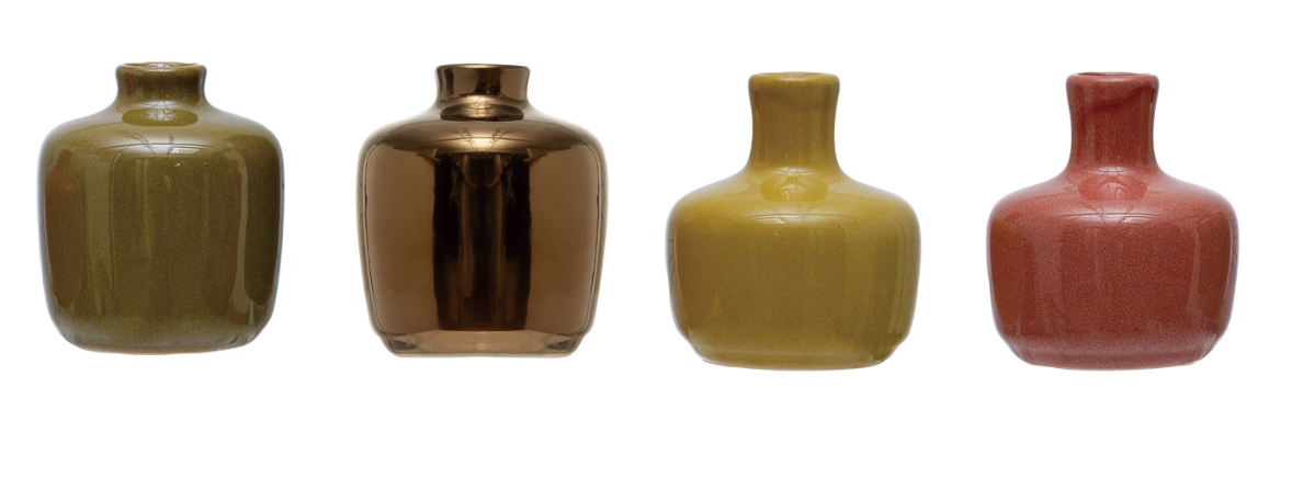 Glazed Stoneware Bud Vase