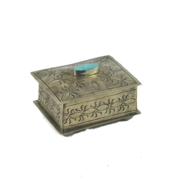 Rustic Silver Box with Turquoise