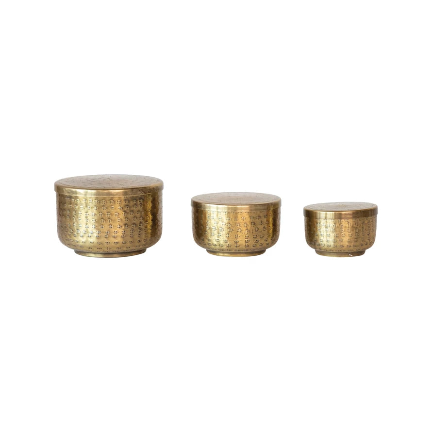 Hammered Metal Containers — Set of 3